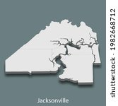 3d isometric map of Jacksonville is a city of United States, vector illustration