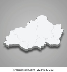 3d isometric map of Jalapa is a province of Guatemala isolated with shadow 