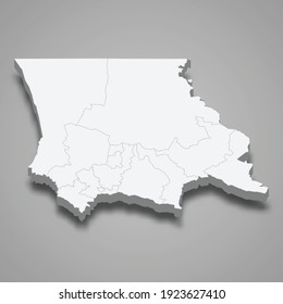3d isometric map of Jambyl oblast is a region of Kazakhstan, vector illustration