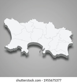 Mapa isométrico 3d de Jersey, aislado con ilustración de vector de sombra