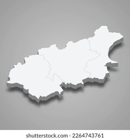 3d isometric map of Jogeva county is a region of Estonia isolated with shadow 