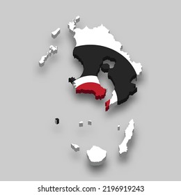 3d isometric Map of Kagoshima is a prefecture of Japan with national flag