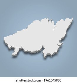 3d isometric map of Kamishima is an island in Japan, isolated vector illustration