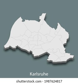 3d isometric map of Karlsruhe is a city of Germany, vector illustration