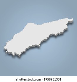 3d isometric map of Kasos is an island in Dodecanese archipelago, Greece, isolated vector illustration