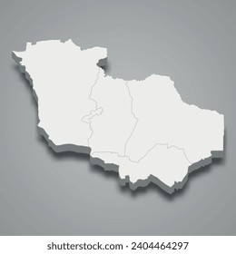 3d isometric map of Katavi is a region of Tanzania, vector illustration