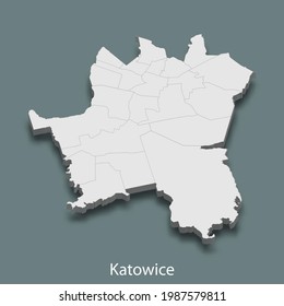 3d isometrische Karte von Katowice ist eine Stadt Polens, Vektorgrafik