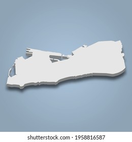 3d isometric map of Key West is an island in Florida Keys , isolated vector illustration