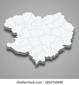 3d isometric map of Kharkiv oblast is a region of Ukraine, vector illustration