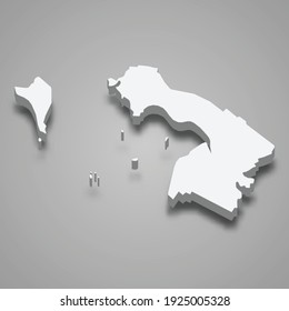 Mapa isométrico 3d de la provincia vietnamita de Kien Giang, ilustración vectorial