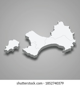 3d isometric map of Kinmen County is a region of Taiwan, vector illustration