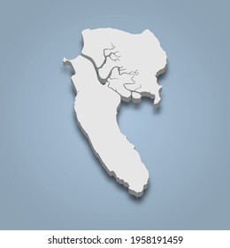 3d isometric map of Koh Lanta is an island in Thailand, isolated vector illustration
