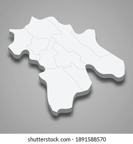 3d isometric map of Kohgiluyeh and Boyer Ahmad is a province of Iran, vector illustration