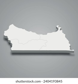 3d isometric map of Kolda is a region of Senegal, vector illustration
