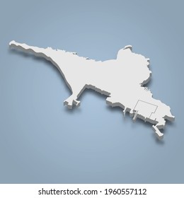 Mapa isométrico 3d de la isla de Kotlin es una isla en Rusia, ilustración vectorial aislada