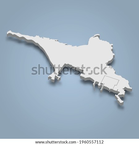 3d isometric map of Kotlin Island is an island in Russia, isolated vector illustration