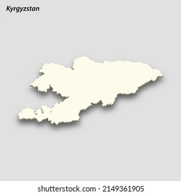 3d isometric map of Kyrgyzstan isolated with shadow. Paper card style vector illustration