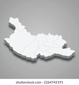 3d isometric map of Kyustendil is a province of Bulgaria isolated with shadow 