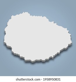 3d isometric map of La Gomera is an island in Canary Islands, isolated vector illustration