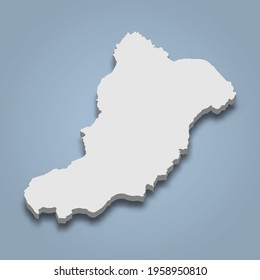 3d isometric map of La Graciosa is an island in Canary Islands, isolated vector illustration