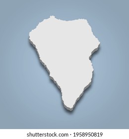 3d isometric map of La Palma is an island in Canary Islands, isolated vector illustration