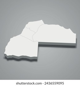 3d isometric map of Laayoune-Sakia El Hamra is a region of Morocco, vector illustration