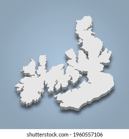 3d isometric map of Langoya is an island in Norway, isolated vector illustration