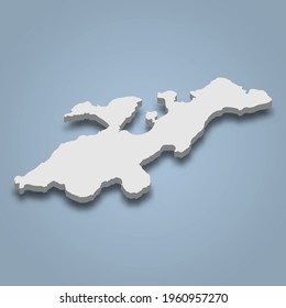 3d isometric map of Lembata is an island in Indonesia, isolated vector illustration