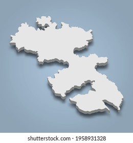 3d isometric map of Leros is an island in Dodecanese archipelago, Greece, isolated vector illustration