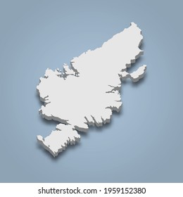 3d isometric map of Lewis and Harris is an island in Scotland, isolated vector illustration