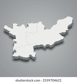 3d isometric map of Lezhe is a region of Albania, vector illustration