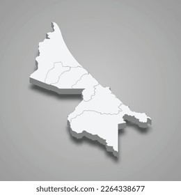 Mapa isométrico 3d de Limón es una provincia de Costa Rica aislada con sombra 