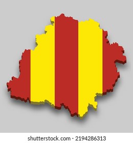 3d isometric Map of Lodz is a region of Poland with national flag