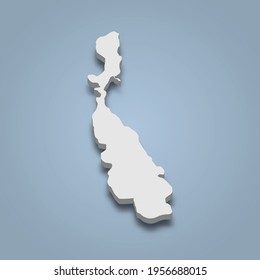 3d isometric map of Long is an island in Whitsunday Islands, isolaated vector illustration