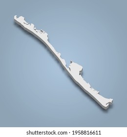 3d isometric map of Longboat Key is an island in Florida, isolated vector illustration
