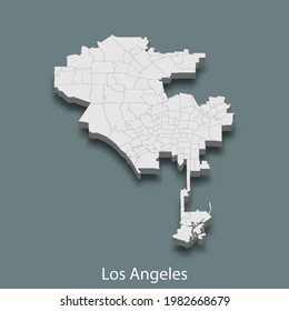 3d isometric map of Los Angeles is a city of United States, vector illustration