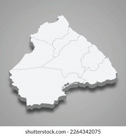 3d isometric map of Los Santos is a province of Panama isolated with shadow 