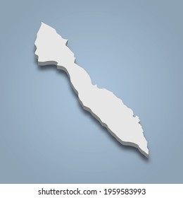 3d isometric map of Lummi is an island in Washington state, isolated vector illustration