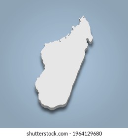 3d isometric map of Madagascar is an island in Indian Ocean, isolated vector illustration