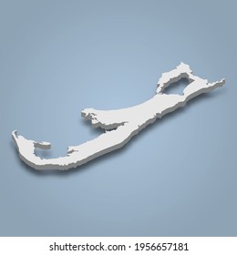 3d isometric map of Main Island is an island in North Bermuda, isolated vector illustration
