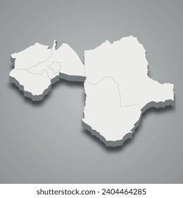 3d isometric map of Manyara is a region of Tanzania, vector illustration