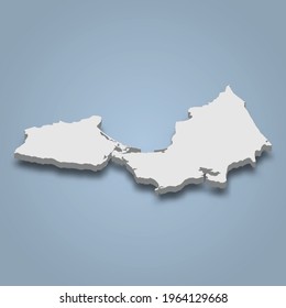 3d isometric map of Margarita Island is an island in Venezuela, isolated vector illustration