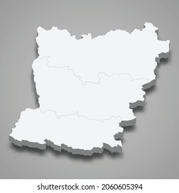 3d isometric map of Mayenne is a department in France, vector illustration
