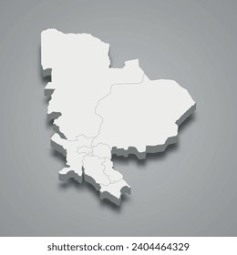 3D-isometrische Karte von Mbeya ist eine Region Tansanias, Vektorgrafik