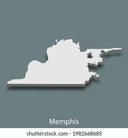 3d mapa isométrico de Memphis es una ciudad de Estados Unidos, ilustración vectorial