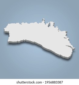 3d isometric map of Menorca is an island in Balearic Islands, isolaated vector illustration