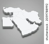 3d isometric map of Middle East region, isolated with shadow vector illustration