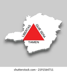 3d isometric Map of Minas Gerais is a state of Brazil with national flag