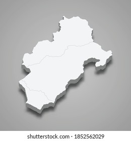 3d isometric map of Moquegua is a region of Peru, vector illustration