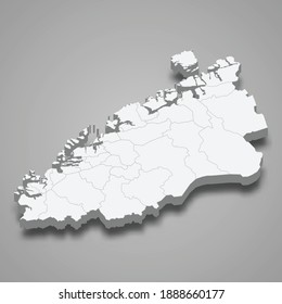 3d isometric map of More og Romsdal is a county of Norway, vector illustration